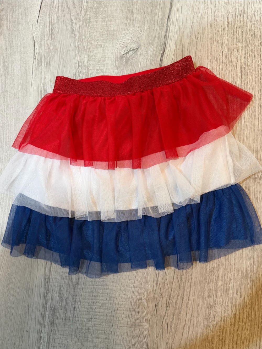 Girls Red White & Blue Tiered Tulle Skirt